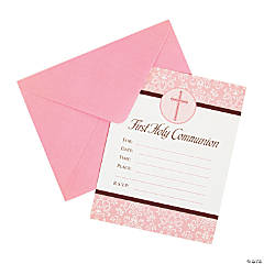 Pink 1st Communion Invitations - 20 Pc.