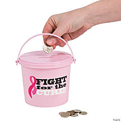Pink Awareness Ribbon Donation Buckets - 12 Pc.