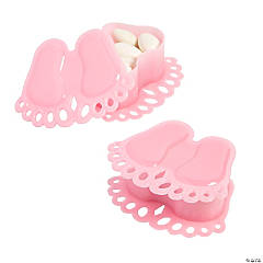 Pink Baby Foot Favor Boxes - 12 Pc.