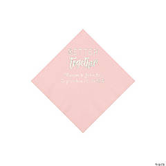 Pink Better Together Personalized Napkins with Silver Foil - Beverage