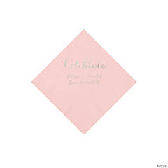 Pink Celebrate Personalized Napkins with Silver Foil - Beverage