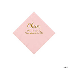 Pink Cheers Personalized Napkins with Gold Foil - Beverage