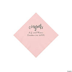 Pink Congrats Personalized Napkins with Silver Foil - Beverage