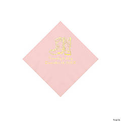 Pink Cowboy Boots Personalized Napkins with Gold Foil - Beverage