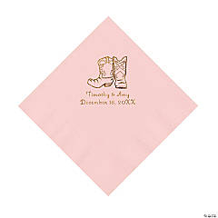 Pink Cowboy Boots Personalized Napkins with Gold Foil - Luncheon