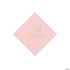 Pink Cowboy Boots Personalized Napkins with Silver Foil - Beverage