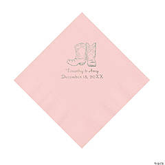Pink Cowboy Boots Personalized Napkins with Silver Foil - Luncheon