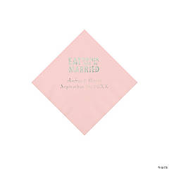 Pink Eat, Drink And Be Married Napkins with Silver Foil - Beverage