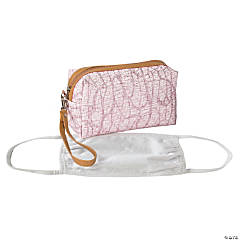 Pink Face Mask Storage Case with Faux Leather Trim