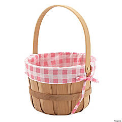 Pink Gingham Easter Bushel Basket
