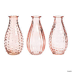 Pink Glass Bud Vases - 3 Pc.