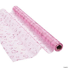 Pink Glitter Heart Fabric Roll