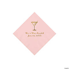 Pink Martini Glass Personalized Napkins with Gold Foil - Beverage