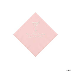 Pink Martini Glass Personalized Napkins with Silver Foil - Beverage