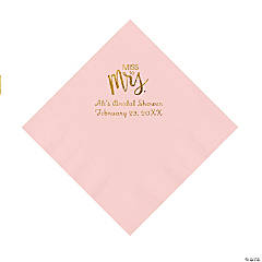 Pink Miss to Mrs. Personalized Napkins with Gold Foil - Luncheon