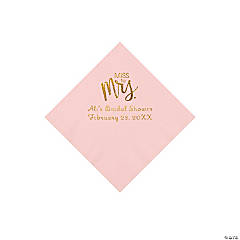 Pink Miss to Mrs. Personalized Napkins with Gold Foil - Beverage