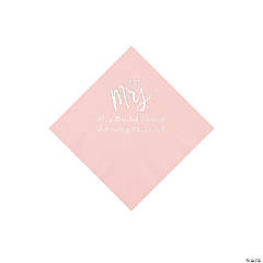 Pink Miss to Mrs. Personalized Napkins with Silver Foil - Beverage