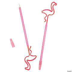 Pink Pens with Flamingo Silhouette Topper - 12 Pc.
