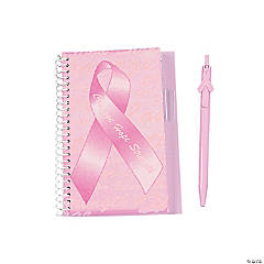 Pink Ribbon Courage Hope Strength Spiral Notebook & Pen Sets