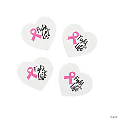 Pink Ribbon Heart-Shaped Erasers - 24 Pc.