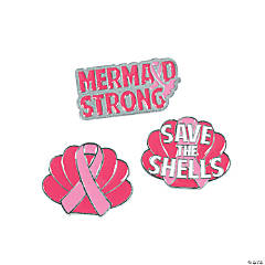Pink Ribbon Mermaid Enamel Pins