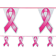 Pink Ribbon Plastic Pennant Banner
