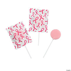 Pink Ribbon Printed Lollipops | Fun Express