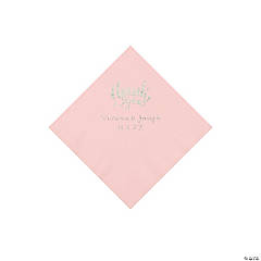Pink Thank You Personalized Napkins with Silver Foil - Beverage