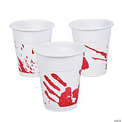 Plastic Bloody Handprint Disposable Cups