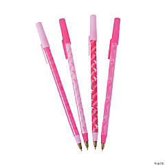 Plastic Breast Cancer Awareness Stick Pen Assortment