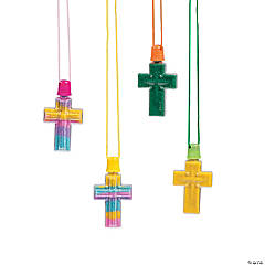Plastic Cross Sand Art Bottle Necklaces