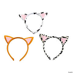 Plush Kitty Ear Headbands - 12 Pc.