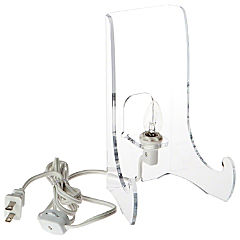Plymor Clear Acrylic Lighted Flat Back Easel With Shallow Support Ledges, 7.5&quot; H x 5.375&quot; W x 4.25&quot; D