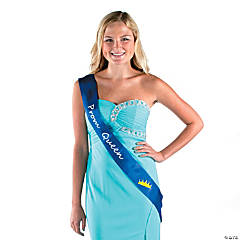 Polyester Blue Prom Queen Sash