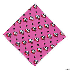 Polyester Pink Pirate Skull & Heart Bandana