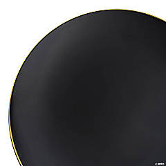 Classic Black Design Plastic Bowls - Gold Rim 10 Ct.