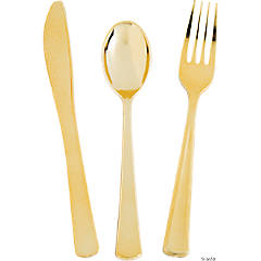 Premium Metallic Gold Plastic Cutlery Sets - 24 Ct.