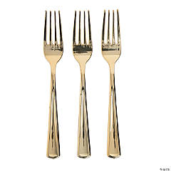 Premium Metallic Gold Plastic Forks - 24 Ct.