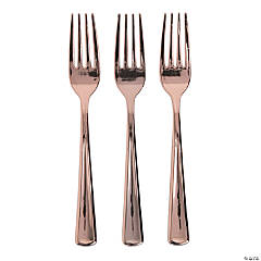 Premium Metallic Rose Gold Plastic Forks - 24 Ct.