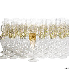 Premium Plastic Gold Dot Champagne Flutes - 100 Ct.