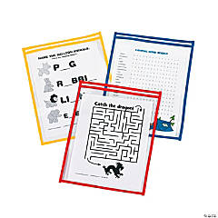 Primary Color Top-Loading Dry Erase Pockets - 12 Pc.
