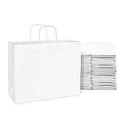 Prime Line Packaging Plastic Bags with Handles, Small Plastic Bags Frosted White 8x4x10 100 Pack, Clear