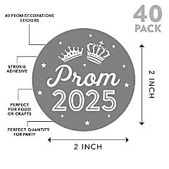 Prom Night Round Sticker Gray, 40PC