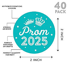 Prom Night Round Sticker Teal, 40PC