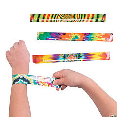 Psychedelic Tie-Dye Slap Bracelets - 12 Pc.
