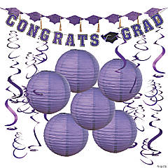 Purple Congrats Grad Hanging Decorations Kit - 20 Pc.
