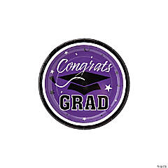 Purple Congrats Grad Paper Dessert Plates - 25 Ct.