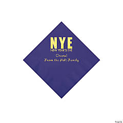 Purple New Year’s Eve Personalized Napkins with Gold Foil - Beverage