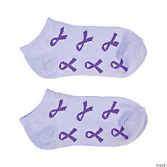 Purple Ribbon Ankle Socks