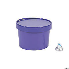 Purple Round Disposable Paper Favor Boxes with Lid - 12 Pc.